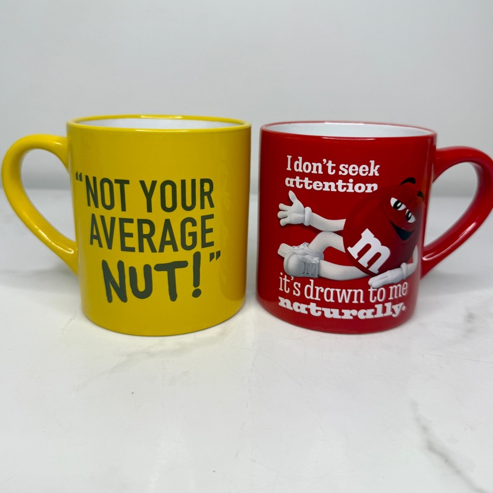 Set of 2 M&Ms Red & Yellow Tea Coffee Mugs